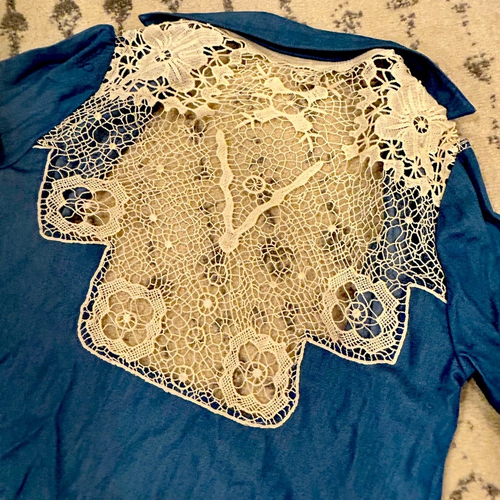 Chambray Lace Detail Shirt